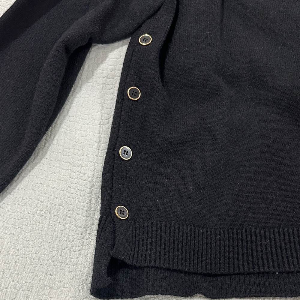 Aqua  x Kerri Rosenthal Black Crewneck Sweater with White Heart Patch - Picture 5 of 6